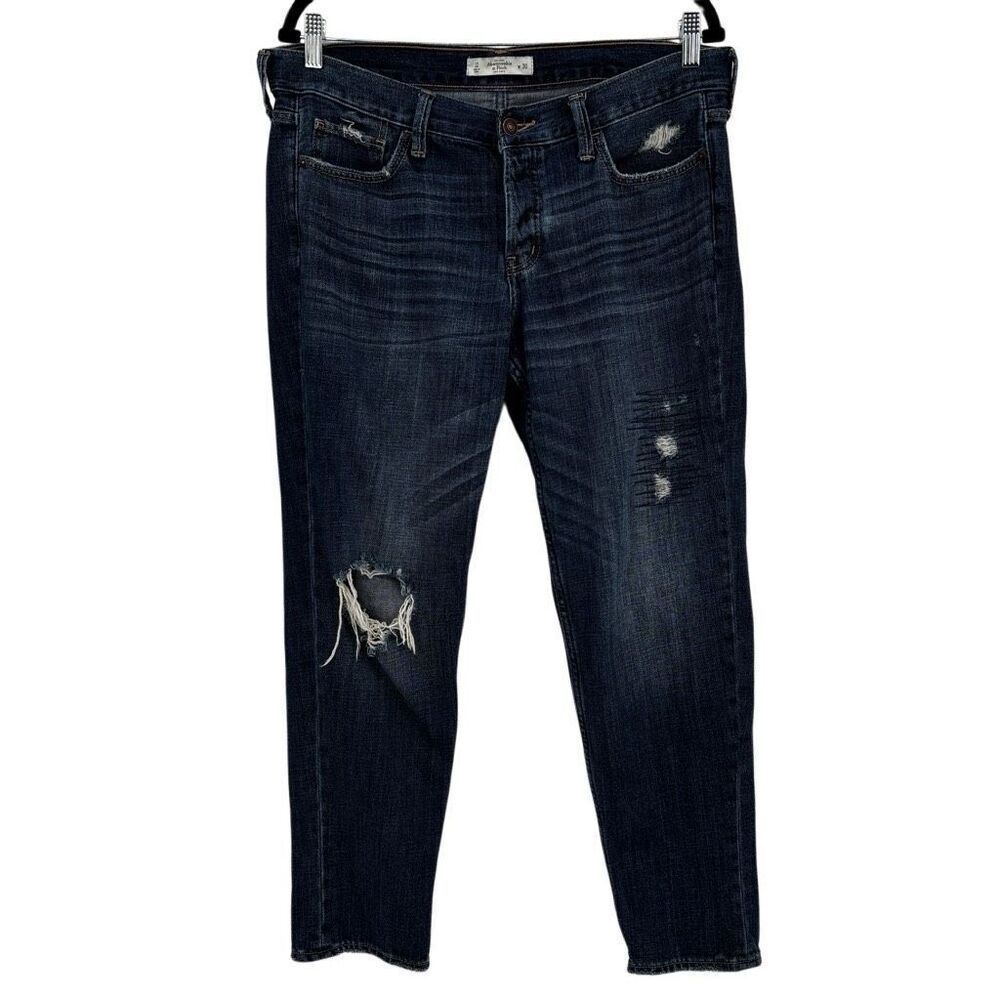 Abercrombie & Fitch Button Fly Distressed‎ Straight Leg Jeans Size 10